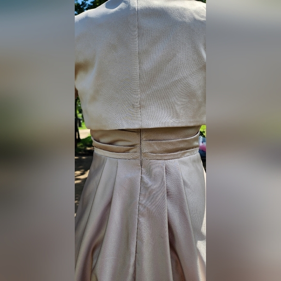 David's Bridal Cream Prom Dress with Bolero - Picture 5 of 13